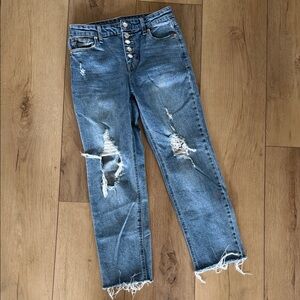 wild fable Distressed Straight-Leg Blue Jeans